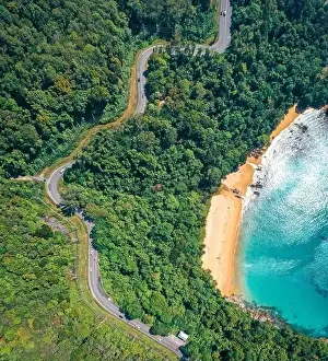 Laem Prints: Aerial view of Laem Singh beach in Phuket, Thailand