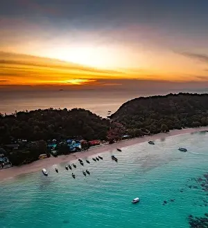 Phi Phi Island Prints: Aerial view of Laem Tong Beach or Laemtong bay in koh Phi Phi, Krabi, Thailand