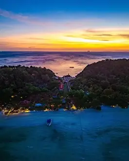 Phi Phi Island Prints: Aerial view of Laem Tong Beach or Laemtong bay in koh Phi Phi, Krabi, Thailand
