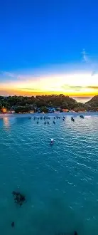 Krabi Prints: Aerial view of Laem Tong Beach or Laemtong bay in koh Phi Phi, Krabi, Thailand