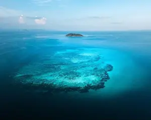 Phi Phi Island Prints: Aerial view of Laem Tong Beach or Laemtong bay in koh Phi Phi, Krabi, Thailand