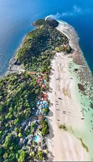 Krabi Prints: Aerial view of Laem Tong Beach or Laemtong bay in koh Phi Phi, Krabi, Thailand