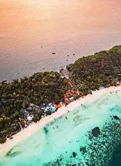 Aerial view of Laem Tong Beach or Laemtong bay in koh Phi Phi, Krabi, Thailand