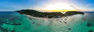 Aerial view of Laem Tong Beach or Laemtong bay in koh Phi Phi, Krabi, Thailand