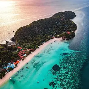 Phi Phi Island Prints: Aerial view of Laem Tong Beach or Laemtong bay in koh Phi Phi, Krabi, Thailand