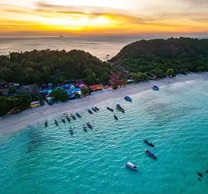 Phi Phi Island Prints: Aerial view of Laem Tong Beach or Laemtong bay in koh Phi Phi, Krabi, Thailand