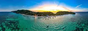 Phi Phi Island Prints: Aerial view of Laem Tong Beach or Laemtong bay in koh Phi Phi, Krabi, Thailand