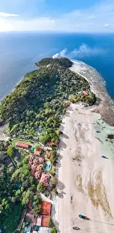 Krabi Prints: Aerial view of Laem Tong Beach or Laemtong bay in koh Phi Phi, Krabi, Thailand