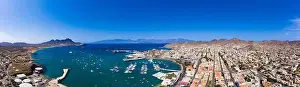 Cape Verde Prints: Aerial view of Laginha beach in Mindelo city in Sao Vicente Island in Cape Verde