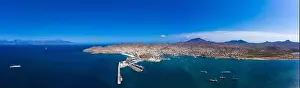Cape Verde Prints: Aerial view of Laginha beach in Mindelo city in Sao Vicente Island in Cape Verde