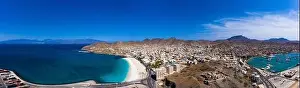 Cape Verde Prints: Aerial view of Laginha beach in Mindelo city in Sao Vicente Island in Cape Verde