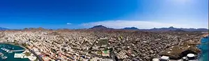 Cape Verde Prints: Aerial view of Laginha beach in Mindelo city in Sao Vicente Island in Cape Verde
