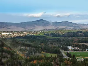 Resorts Prints: Aerial view of Lake Placid, New York in The Adirondack Mountains