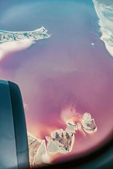 Aerial Landscape Collection: Aerial View Of Lake Urmia From Window Of Plane. Beautiful Lake Urmia Is An Endorheic Salt Lake In