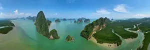 Phi Phi Island Prints: Aerial view of limestone island in Phang nga bay - Thailand
