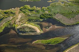 Delta Prints: Aerial view, Lippe delta, at low tide with sandbanks