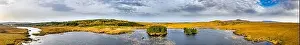 Aerial view of Loch Mhin Leic na Leabhar - Meenlecknalore Lough - close to Dungloe in County Donegal, Ireland