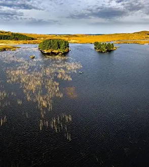 Aerial view of Loch Mhin Leic na Leabhar - Meenlecknalore Lough - close to Dungloe in County Donegal, Ireland