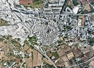 Puglia Prints: Aerial view of Locorotondo, a characteristic old town near Bari, Puglia, Italy