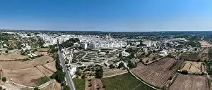 Puglia Prints: Aerial view of Locorotondo, a characteristic old town near Bari, Puglia, Italy