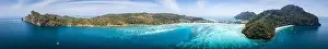 Phi Phi Island Prints: Aerial view of Loh Dalum and tonsai beach in koh Phi Phi islands, Krabi, Thailand