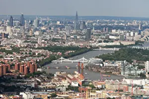 River Bridge Prints: Aerial view of London looking east down the river thames towards westminster and the City of London
