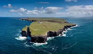 Emerald Isle Prints: An aerial view of the Loop Head Lighthouse in County Clare in western Ireland