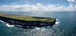 Summer Green Prints: An aerial view of the Loop Head Lighthouse in County Clare in western Ireland