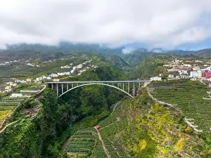 Palma Prints: Aerial view of Los Tilos bridge near Los Sauces at La Palma Island, Canary Islands, Spain