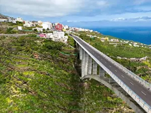Palma Prints: Aerial view of Los Tilos bridge near Los Sauces at La Palma Island, Canary Islands, Spain