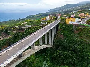 Palma Prints: Aerial view of Los Tilos bridge near Los Sauces at La Palma Island, Canary Islands, Spain