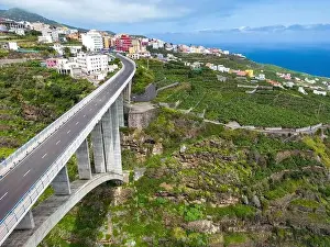 Palma Prints: Aerial view of Los Tilos bridge near Los Sauces at La Palma Island, Canary Islands, Spain