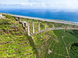 Palma Prints: Aerial view of Los Tilos bridge near Los Sauces at La Palma Island, Canary Islands, Spain