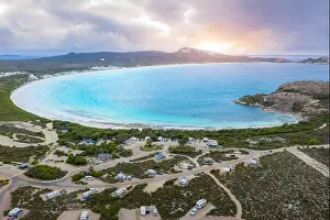 Esperance Prints: Aerial view of Lucky Bay in Cape Le Grand National Park near Esperance at Western Australia