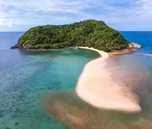 Aerial view of Mae Haad beach in koh Phangan, Surat Thani, Thailand