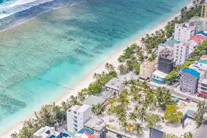 Aerial top view Male capital, Maldivian capital view from above, Male, Maldives