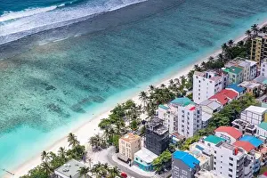 Aerial top view Male capital, Maldivian capital view from above, Male, Maldives