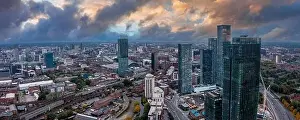 Hall High Prints: Aerial view of Manchester city in UK