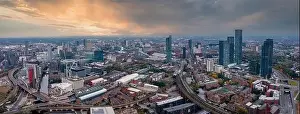 Hall High Prints: Aerial view of Manchester city in UK
