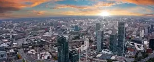 Hall High Prints: Aerial view of Manchester city in UK