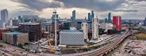 Hall High Prints: Aerial view of Manchester city in UK