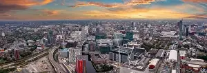 Hall High Prints: Aerial view of Manchester city in UK
