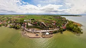 Aerial view of Marina Sniardwy in Nowe Guty village, Poland