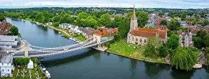 Bird Eye View Prints: Aerial view of Marlow, a town and civil parish within the Unitary Authority of Buckinghamshire