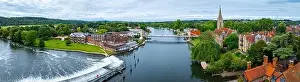 Bird Eye View Prints: Aerial view of Marlow, a town and civil parish within the Unitary Authority of Buckinghamshire