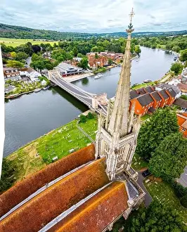 Bird Eye View Prints: Aerial view of Marlow, a town and civil parish within the Unitary Authority of Buckinghamshire