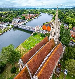 Bird Eye View Prints: Aerial view of Marlow, a town and civil parish within the Unitary Authority of Buckinghamshire