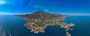 Azur Prints: Aerial view above the massif de L'Esterel in the French Riviera on the Mediterranean Sea