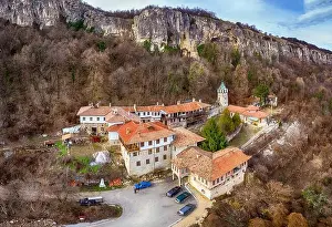 Veliko Prints: Aerial view of the Medieval Orthodox Monastery of the Holy Transfiguration of God