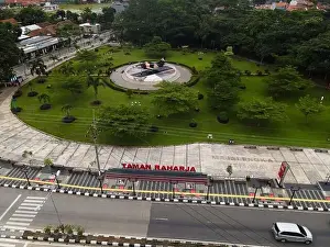 Jet Aircraft Prints: Aerial view of Military fighter aircraft at high speed in the raharja park